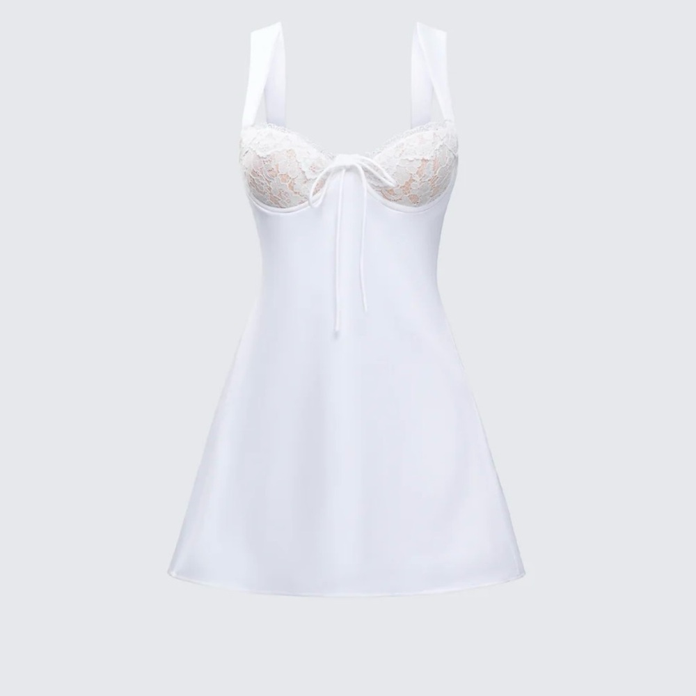 Finesse White Lace Trim Mabel Mini Dress